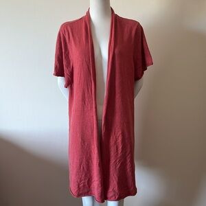 Eileen Fisher Coral Color Cashmere Short Sleeves Silk Cashmere Cardigan Size 3X